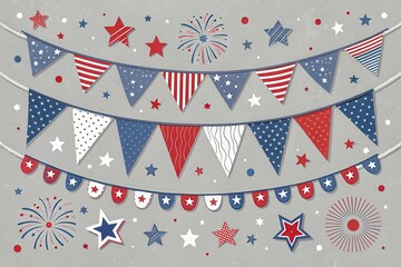 Obraz premium Festive american bunting and stars for patriotic celebrations