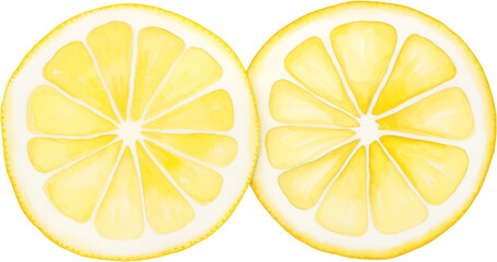 A bright lemon slice painted in watercolor. Great for refreshing drink themes and summer clipart.