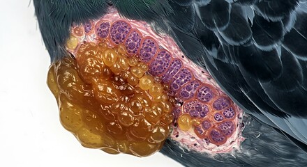 Pigeon Anatomy: Detailed Close-up of Avian Tissue and Lipids