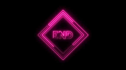 Neon glowing end screen animation with pink border against black background for video projects