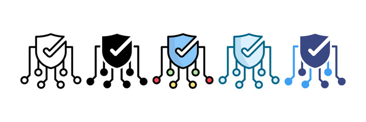 Cybersecurity Shield Icon Set Multiple Style Collection