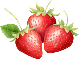 A ripe red strawberry with seeds, illustrated in watercolor. Ideal for dessert or seasonal fruit themes.	
