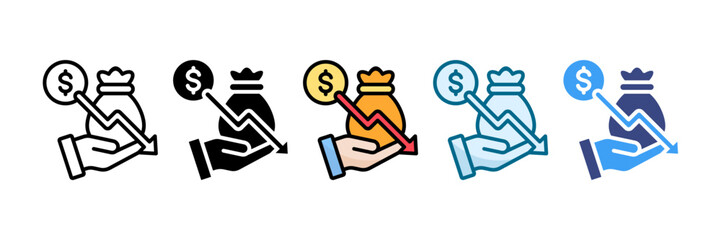 Financial Loss Icon Set Multiple Style Collection