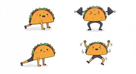 Cartoon tacos exercising