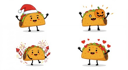 Cartoon tacos set illustrations