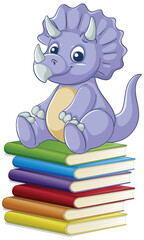 Cute Dinosaur Sitting on Colorful Books © GraphicsRF