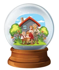  Charming Family Scene Inside a Snow Globe © GraphicsRF
