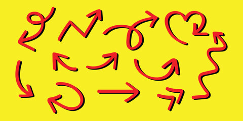 Energetic Red Hand-Drawn Arrows on Yellow