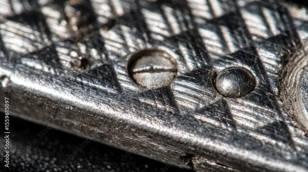 Poster close-up view of a metallic surface with intricate patterns.