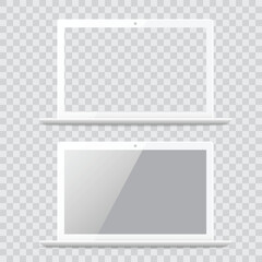 Modern White Laptop Computer Mockup - Blank Screen Device Vector illustration