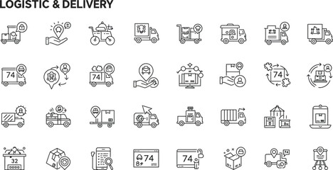 Logistic delivery truck package icons vector