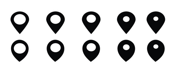 Location pin icon.Location and Map Pin Icon Set Vector Design.Location icon set.GPS location symbol collection. Flat style - stock vector.