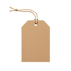 Brown Kraft Paper Tag – Blank Recycled Label for Packaging or Gift, Isolated on White or Transparent Background