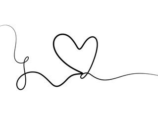 Heart curve. Minimalist heart design continuous black line. Seamless looping heart line soft flowing curve. Continuous love line drawing. Romantic doodle flowing line design.