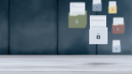 Secure Data in Digital Vault: A collection of colorful digital folders, each bearing a subtle lock symbol, conveys the essence of secure data storage and meticulous organization.