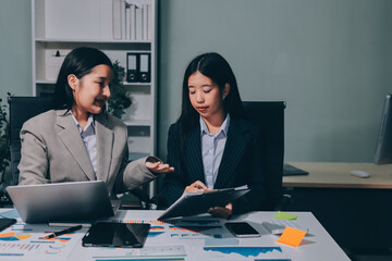 Accounting company provide finance and taxation planning for profitable cash flow, Auditor and accountant team working in office, analyze financial data and accounting record with calculator.Insight