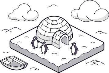 Arctic Animals Clipart Set Featuring Polar Wildlife in Clean and Friendly Style. Hand Drawn Arctic Animal Collection Including Polar Bear Penguin Seal and Walrus. Cute and Simple Arctic Animals