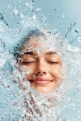 Woman's face in water splash