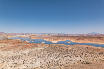 Lake Powell is a reservoir on the Colorado River in Utah and Arizona, Wahweap Overlook, Page. Wahweap Marina
