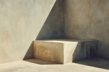 minimalist studio photograph featuring abstract geometric shapes in neutral tones