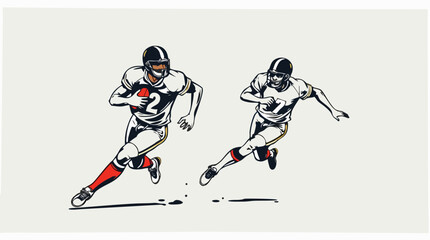 Dynamic American Football Player Vector Illustrations &ndash; Action, Speed, and Power