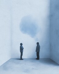 Fototapeta premium Private minimalist meeting private conversation shadows silhouettes