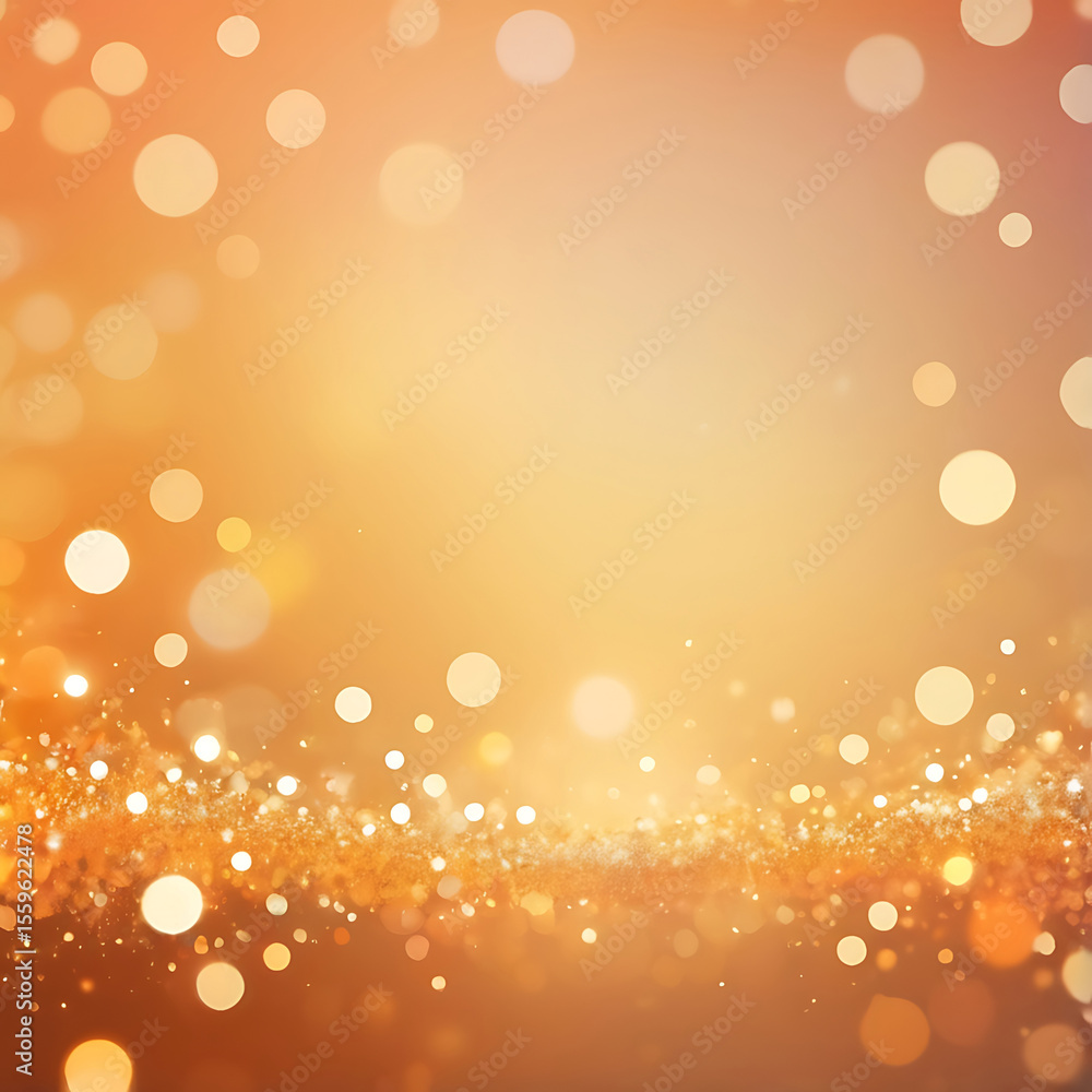 Poster warm glowing orange and golden bokeh light background with soft gradient sparkles, perfect for abstr