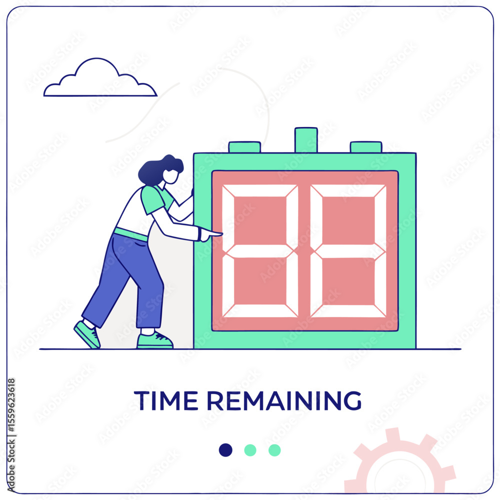 Poster a person points to a large digital clock displaying the words time remaining symbolizing urgency and