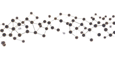 Hexagonal Mesh Core with Floating Data Elements on Transparent Background for Tech Design