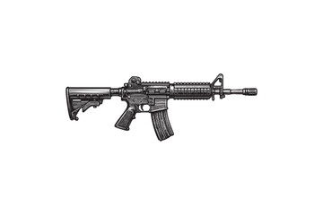 Modern Assault Rifle Vector Engraving Illustration