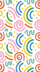 Playful Strokes: Colorful abstract pattern with a whimsical aesthetic, perfect for adding a touch of creativity and vibrancy to any design project.