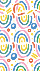 Colorful Rainbow Pattern: A cheerful pattern bursts with vivid colors and playful shapes, offering a delightful visual experience and a touch of whimsy. 