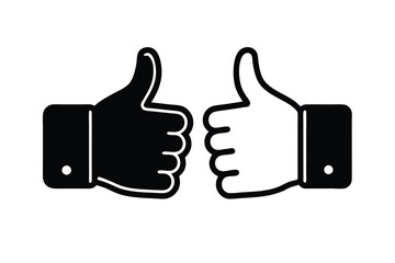 Black and white thumbs up icons approval agreement