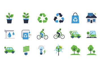 Illustrations Showcasing Environmentally Friendly Practices and Sustainability