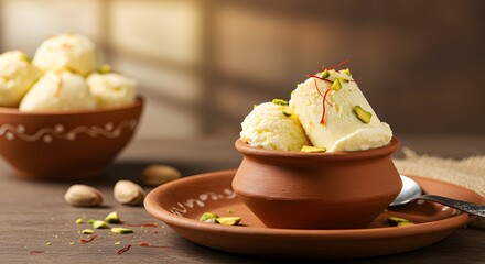 Delicious Kulfi Ice Cream Scoops in Clay Pots