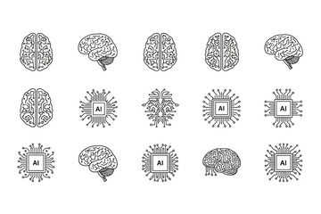 Human Brain and AI Concept Seamless Pattern