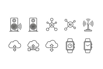 Connected Devices Icon Set for Technology and Data