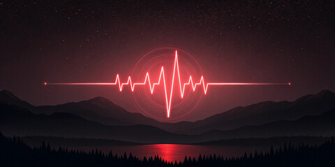 red heart on the background of the wave