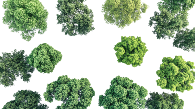 Green moss in tree shape cut out isolated on white background
