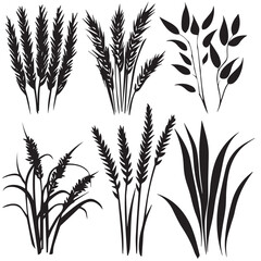 wheat silhouette set, Black & White silhouette set