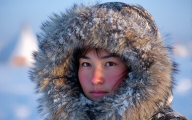 Young person in winter parka