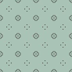 Playful scattered flower silhouettes with dotted accents background sage green wallpaper. Lace like dotted flowers on soft green background seamless pattern.