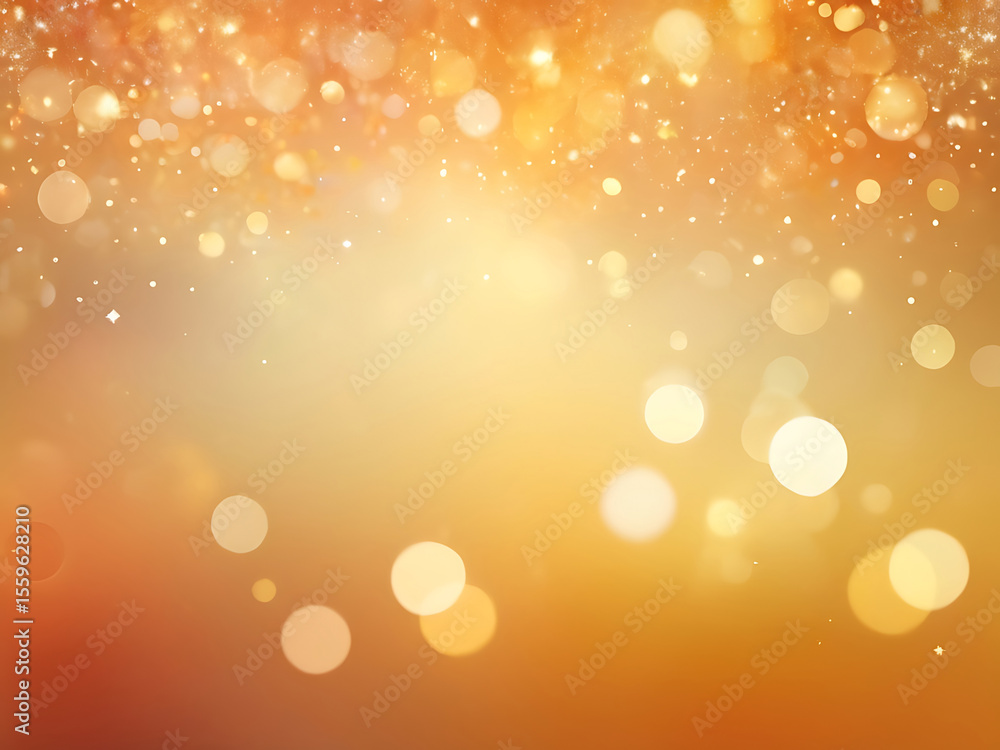 Poster warm glowing orange and golden bokeh light background with soft gradient sparkles, perfect for abstr