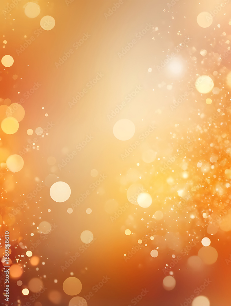Poster warm glowing orange and golden bokeh light background with soft gradient sparkles, perfect for abstr