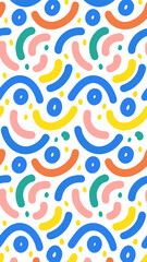 Fototapeta premium Vibrant Geometric Pattern: A lively and cheerful display of colorful geometric shapes arranged in a captivating pattern, creating an atmosphere of joy and creativity.