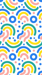 Colorful seamless pattern: a fun, abstract design that captures the joy and vibrancy. The design has colorful element that can use for the design background or web graphic.