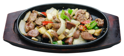 Salt Stir-Fried Chicken Gizzards on Hot Iron Plate