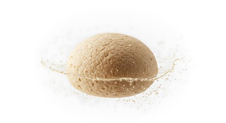 Textured Beige Sphere in Water: A Serene Minimalist Image