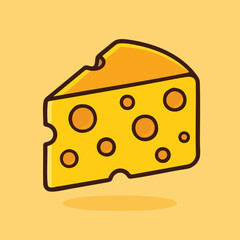 Vector illustration of a cartoon yellow cheese slice with holes. Great for dairy, kids' food, and snack-themed designs.

