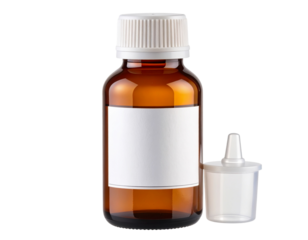 Cold Syrup Bottle with Measuring Cap, isolated PNG for medical packaging transparent background PNG